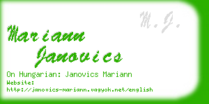mariann janovics business card